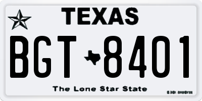 TX license plate BGT8401