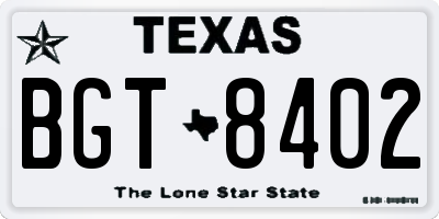 TX license plate BGT8402