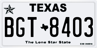 TX license plate BGT8403