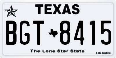 TX license plate BGT8415