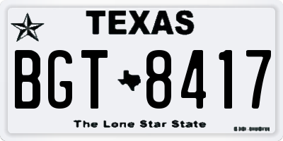 TX license plate BGT8417