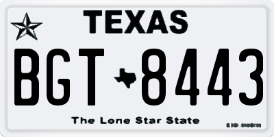 TX license plate BGT8443
