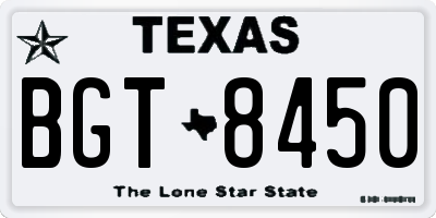 TX license plate BGT8450