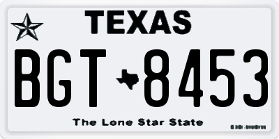 TX license plate BGT8453
