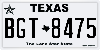 TX license plate BGT8475