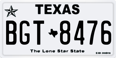 TX license plate BGT8476