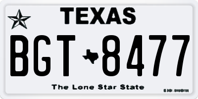 TX license plate BGT8477