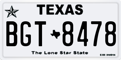 TX license plate BGT8478