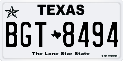 TX license plate BGT8494