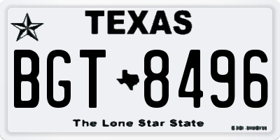 TX license plate BGT8496