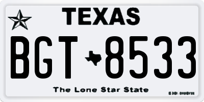 TX license plate BGT8533