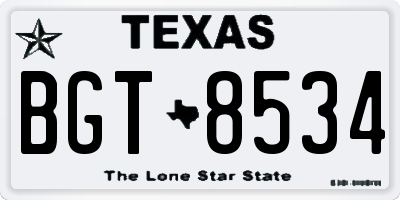 TX license plate BGT8534