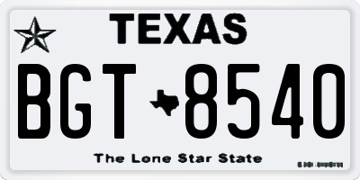 TX license plate BGT8540