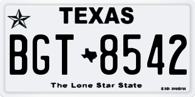 TX license plate BGT8542