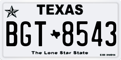 TX license plate BGT8543
