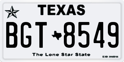TX license plate BGT8549