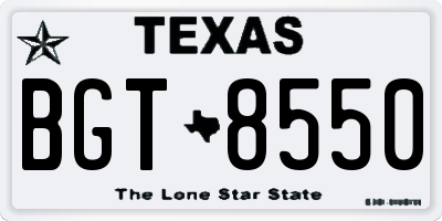 TX license plate BGT8550