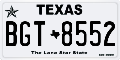TX license plate BGT8552