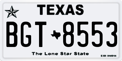 TX license plate BGT8553