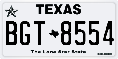 TX license plate BGT8554