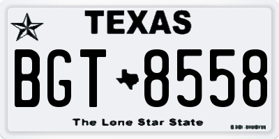 TX license plate BGT8558