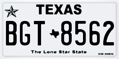 TX license plate BGT8562