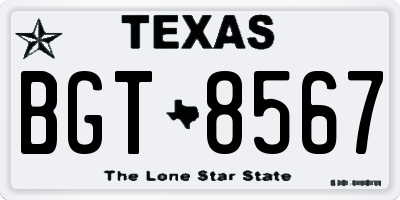 TX license plate BGT8567