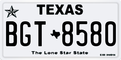 TX license plate BGT8580