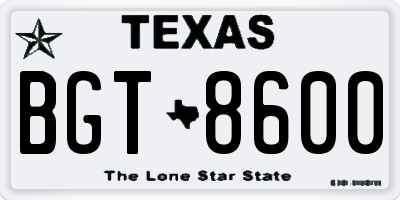 TX license plate BGT8600