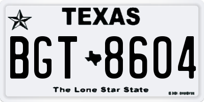 TX license plate BGT8604