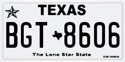 TX license plate BGT8606
