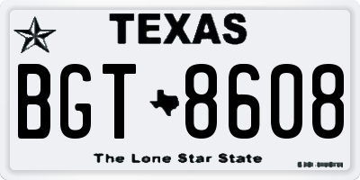 TX license plate BGT8608