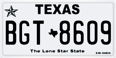 TX license plate BGT8609