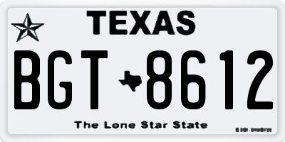 TX license plate BGT8612