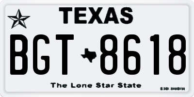 TX license plate BGT8618