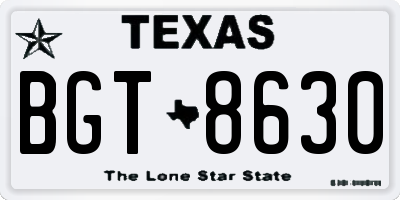 TX license plate BGT8630