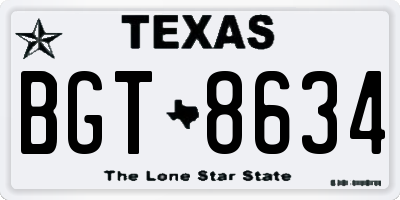TX license plate BGT8634