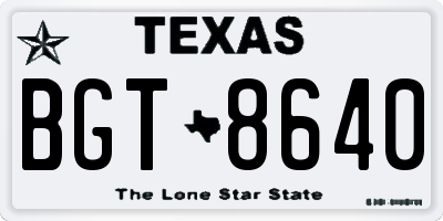 TX license plate BGT8640