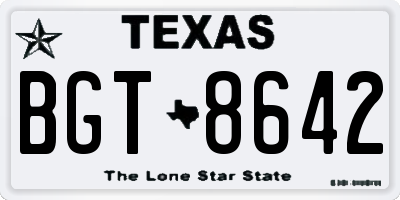 TX license plate BGT8642