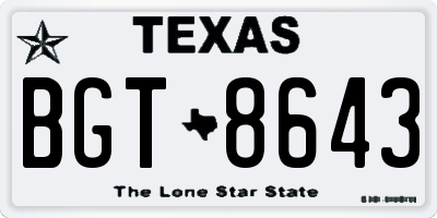 TX license plate BGT8643