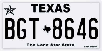 TX license plate BGT8646