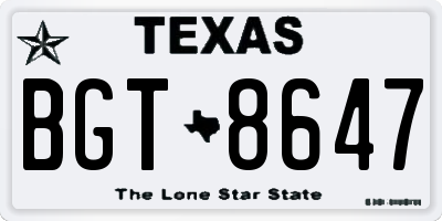 TX license plate BGT8647