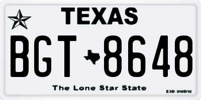 TX license plate BGT8648