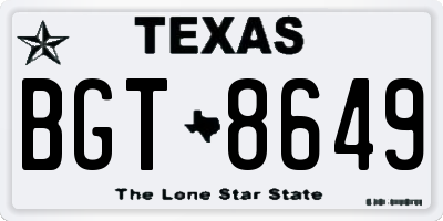 TX license plate BGT8649