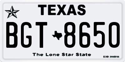 TX license plate BGT8650