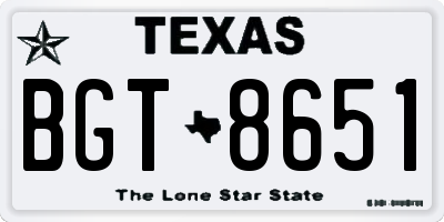 TX license plate BGT8651