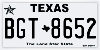 TX license plate BGT8652