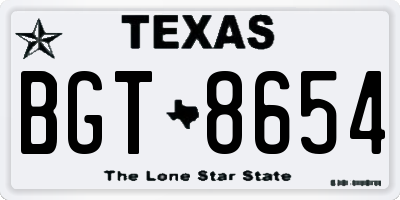 TX license plate BGT8654