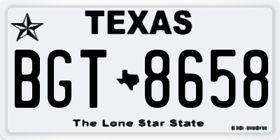 TX license plate BGT8658