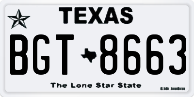 TX license plate BGT8663